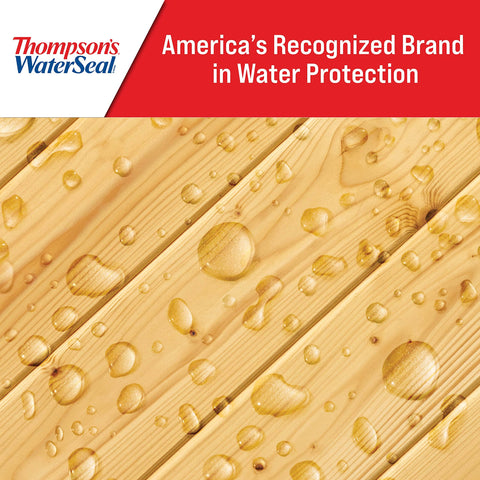 Multi Surface Waterproof Stain And Sealer For Exterior Wood, Concrete And Brick Clear Finish with water beading on wood surface