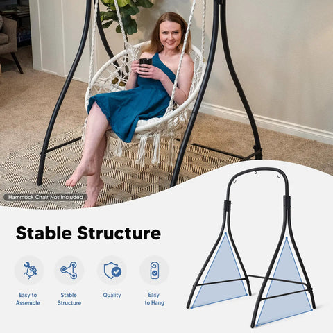 Beefy Heavy-Duty Steel Hammock Chair Stand With 400 Lbs Capacity, Adjustable Height From 73.2 To 77.2 Inches, indoor scene