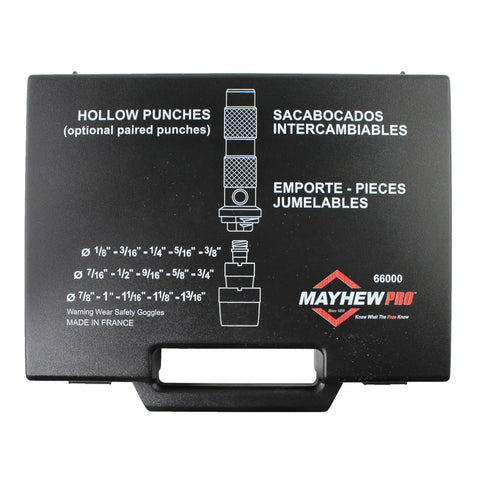 Box of 16 Piece Hollow Punch Set For Leather, Vinyl, Cloth And Light Metal With Pro Grade ID And OD Sizes And Dual Cutting Heads