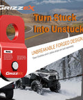 4.8T Heavy Duty Beefed Up Winch Snatch Block For Off Road Recovery, 10,500 Lb Working Load, Compatible With Synthetic Rope Or Steel Cable, Red Recovery Pulley For Tough Trails. Red forged snatch block on off-road trail background.