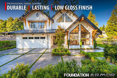 Score Top Shelf Protection With This Heavy Hitter Solvent Based Acrylic Concrete And Paver Sealer Nailing A Crisp Low Gloss Wet Look Shine On Outdoor Patios And Driveways Packaged In A Solid Five Gallon Jug on a modern home with a driveway.