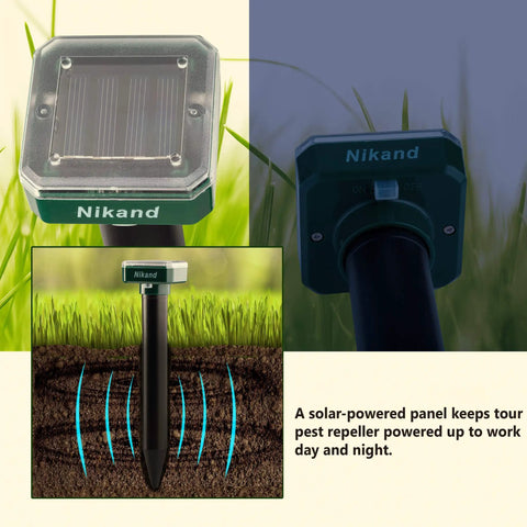 Solar Mole Repellent Ultrasonic 4 Pack For Lawn Garden Yard Home Humane Pest Deterrent with solar panel and sonic pulses