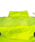 Back view of Hi Vis Class 3 Rain Suit With Jacket And Pants, Lime Reflective Work Gear, Waterproof Oxford Shell, Mesh Lining