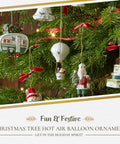 Hot Air Balloon Christmas Ornament For A Cozy Festive Vibe Durable Holiday Decor For Tree Mantel And Home Display Sleek Seasonal Ornament To Elevate Your Winter Wonderland hanging on a Christmas tree.