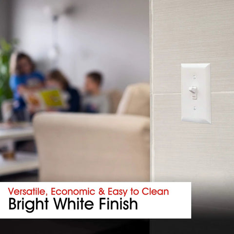 White 1 Gang Wall Plate Cover With Screws Included For Light Switch Or Outlet No Fuss Easy Install for DIY renovations