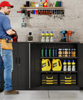 Heavy Duty Metal Storage Cabinet With Locking Doors And Adjustable Shelves, 36 Inch Tall Steel Cabinet for tools in garage