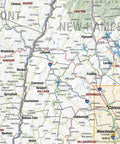Laminated New England Regional Wall Map Poster With Ultra Legible City And Town Labels, Bright Blue Color Scheme, 48 By 54 Inches, Great For Home Office Or Classroom Use, Proudly Made In The USA showing Vermont and New Hampshire sections.