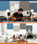 Rock Solid Four Pack Fabric Acoustic Wall Panels Engineered To Ditch Bad Echoes And Level Up Your Home Studio Or Game Room With High Density Foam Cores in a home studio and play space.