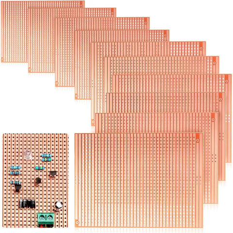 Ten Pack 73mm By 100mm Protoboard Kit With Copper Strip Boards 957 Holes Perfboard Budget Friendly Universal DIY Breadboard