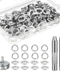 1/4 Inch Grommet Tool Kit With 100 Grommets And Punch Set For Fabric Leather And Canvas Durable Silver Metal Eyelets Kit