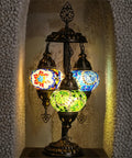 Turkish Mosaic Table Lamp With Bulb Included Dope Anatolian Star Three Globe Light For Living Room Decor Antique Bronze Finish