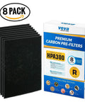 Eight Pack Carbon Activated Pre Filters For HPA300 Air Purifier Replacement Precise Fit No Hassle Install Reduces Dust And Particles