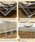 10 In 1 Butterfly Bowtie Inlay Router Template Kit with brass cutting accessories, showcasing clear size templates and measurements.