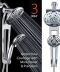 High-Pressure 3-Way Shower Spa Combo with Adjustable 18-Inch Extension Arm, 6-Inch Rain Overhead Shower and 6-Setting Handheld