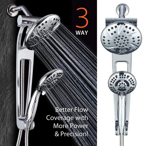 High-Pressure 3-Way Shower Spa Combo with Adjustable 18-Inch Extension Arm, 6-Inch Rain Overhead Shower and 6-Setting Handheld