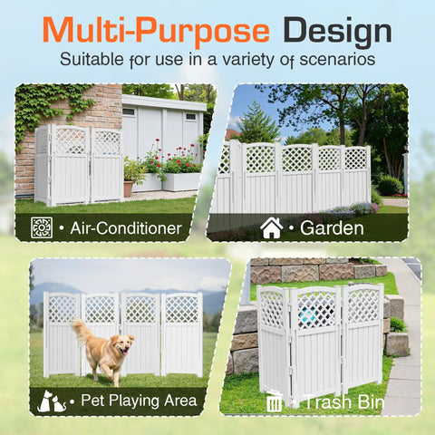 Outdoor Privacy Fence Screen With Lattice Mesh Panels For Yard Patio Backyard Conceals Air Conditioners Trash Cans
