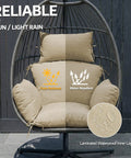 Weatherproof Egg Chair Cushion With 8 Secure Straps Water Repellent Faux Linen Cover Removable And Machine Washable Fade Resistant Replacement Pad For Outdoor Single Hanging Swing Chairs Nature on an egg chair