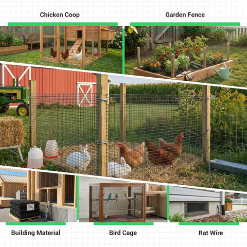 48 Inch By 100 Foot Black Vinyl Coated Hardware Cloth With One Half Inch Mesh, 19 Gauge Welded Wire Fence for Poultry Yard Projects