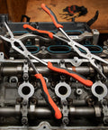Two Piece Long Nose Pliers Set With Straight And Bent Tips, Dual Material Grips, on engine with long reach design for tight spaces