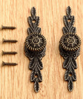 Two Piece Set Antique European Flower Handle Pull In Antique Bronze Finish Zinc Alloy Mini Knob With Four Screws