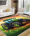 Construction Vehicle Rug 5x6 Foot Non Slip Low Pile Area Rug Machine Washable For Living Room Bedroom Kitchen Durable