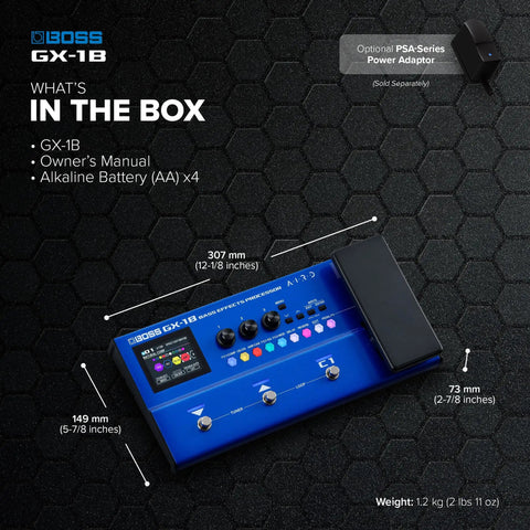 Ultra Portable Bass Effects Processor With Iconic Amps And Effects And AIRD Sound Engine for Beginner Bassists package contents