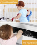 Child exploring kitchen cabinets secured with 12 Pack Invisible Baby Proofing Cabinet Locks With Sticky Adhesive Latches