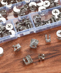 80Pcs Furniture Cam Lock Connectors Set For Cabinets And Drawers Zinc Alloy Cam Lock Nuts Fasteners on wooden surface