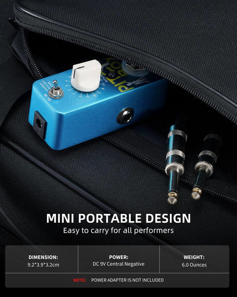 Mini Pitch Shifter Pedal With Harmony, Detune And Pitch Shift Modes for electric guitar, in pocket-sized design.