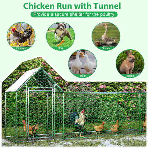 Heavy Duty Outdoor Walk In Chicken Coop Run With Waterproof Cover And Lockable Door Built To Last PVC Coated Wire Mesh
