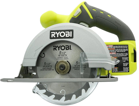 Eighteen Volt Cordless Circular Saw Featuring A Five Point Five Inch Carbide Blade For Grinding Long Rip Cuts Through Plywood And Dimensional Lumber Without Breaking A Sweat Today showing blade and handle.