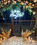 27.5 Inch Will You Marry Me Neon Sign With Dimmer Switch For Wedding Wall Decor 12V LED Neon Light amid floral arch