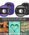 Paint Stripping Disc Set For Angle Grinders 4.5 Inch 12 Pack Dual Color 6 Purple 6 Black Rust Removal Paint Stripping Wheel Discs For Metal Surfaces For All Metals shown.