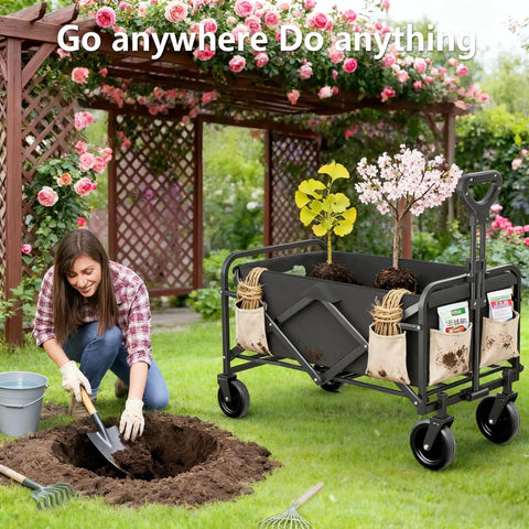 Heavy Duty All Terrain Folding Cart With Massive Cargo Space Handles Tough Gear Loading With No Sweat Quick Fold Design Keeps Trunk Clutter Free For Camping And Landscaping Runs