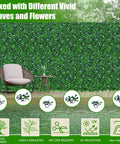 48 By 120 Inch Grass Wall Panels Set Realistic Artificial Grass Backdrop With Flower Vines Lush Faux Boxwood Roll Installed on Wall