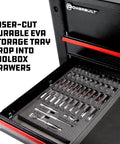 47 Piece Socket Set With Ratchet And Accessories, 1/4 Inch Drive, SAE And Metric Sockets, All In One Storage Tray in drawer