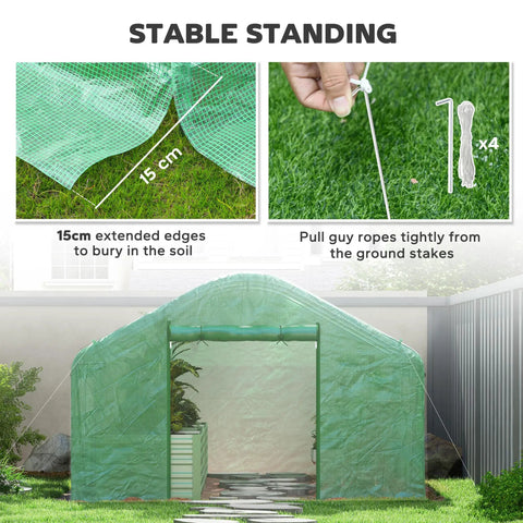 13 Ft By 10 Ft Hoop House Greenhouse With Large Windows And Roll-Up Zippered Door, Walk-In Tunnel Design, Upgraded Galvanized Steel Frame, Durable PE Cover For Easy Garden Growth, Dope Indoor Outdoor Plant Hot House