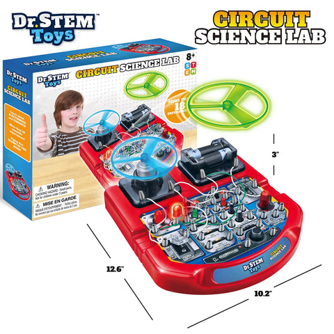 Hands On Real Circuit Wiring Kit For Kids With LED Lights And A Flying Fan Fun 18 Cool STEM Experiments For Boys And Girls 8 And Up Premium Wires No Cheap Snap Circuits Learn Real Electronics By Building, red circuit science lab kit 12.6 x 10.2 x 3 in