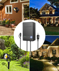 All In One Outdoor Landscape Lighting Kit With Eight 5W LED Spotlights, 80Ft Wire, 60W Low Voltage Transformer, Waterproof Connectors For Yard Garden House, 3000K, 12 To 24V, Eight Pack displayed in various outdoor settings