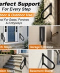Compact U Shaped Pipe Grab Handle Wall Mount For 1 To 2 Steps Non Slip Stair Railing on porch and stairs for safety.