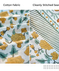 Top Tier Floral Block Print Cotton Tablecloth Yellow Rectangular Dining Cover Washable Farmhouse Kitchen Linen fabric detail and stitching
