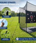 Heavy Duty Golf Hitting Net With 3 Sided Protection Cage, 10x8x6ft Reinforced Steel Frame And Target Cloth in grassy field.