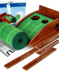 Indoor Golf Putting Mat With Ball Return Realistic Putt Surface Portable Training Aid with packaging and accessories