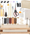 All In One Book Binding Kit With Wooden Book Press 13 By 7.9 Inches Pro Grade Tools Like Bone Folder Awl Needles Waxed Thread Scissors Binding Tape For DIY Bookbinding Book Repair And Handmade Crafts on display