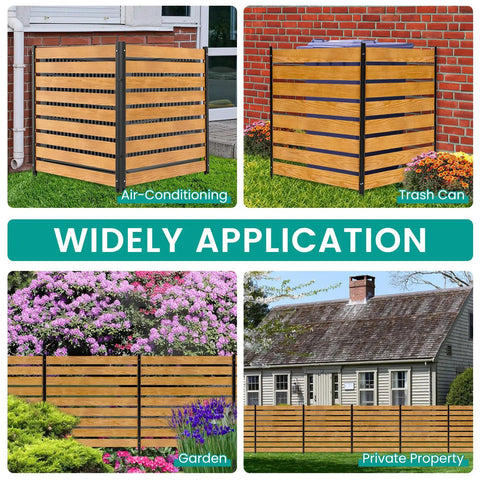 Privacy Screen Fence Outdoor Two Panels 48 Inch Wide 48 Inch High Wood Enclosure for Air Conditioner and Trash Can Shelter