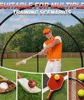 Person batting in Backyard Batting Cage 22x10x10 Ft Portable Baseball And Softball Cage with Zipper Door and 4 Ply Netting