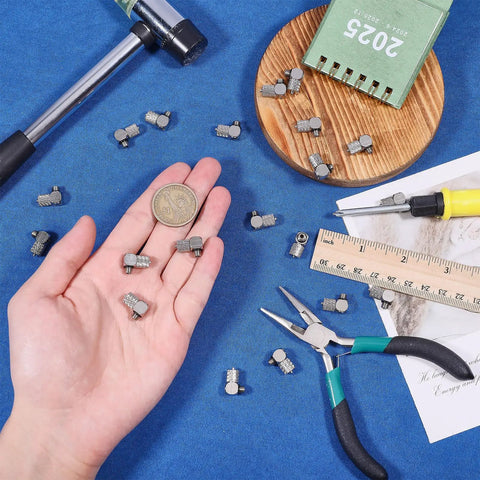Hand holding 20 Pcs Thread Elbow Quick Release Air Tube Connector Set for Pneumatic and Hydraulic Equipment, tools surrounding