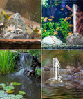 Bird Bath Water Fountain Rock With Electric Pump And Power Source, Granite Resin Rock Waterfall Kit in use attracting birds in backyard