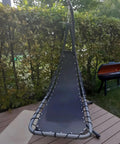 Heavy Duty Replacement Fabric For Hammock Chair 88 By 27 Inches with Carabiners, installed on patio frame, black color