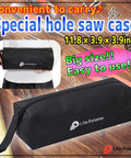 Life Palette hole saw kit case, black zippered fabric pouch with logo